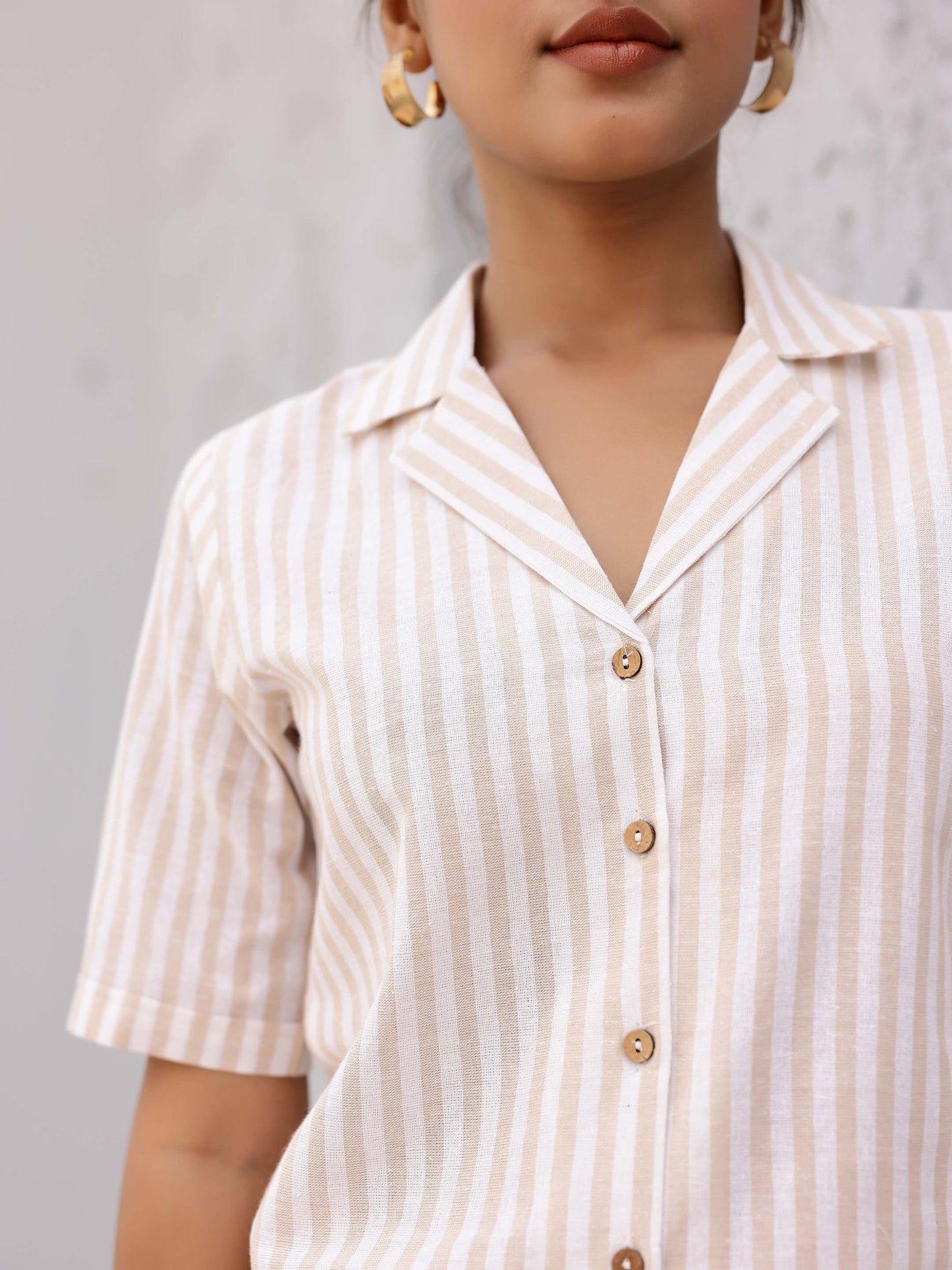Beige Striped 2 Piece Co-ord Set