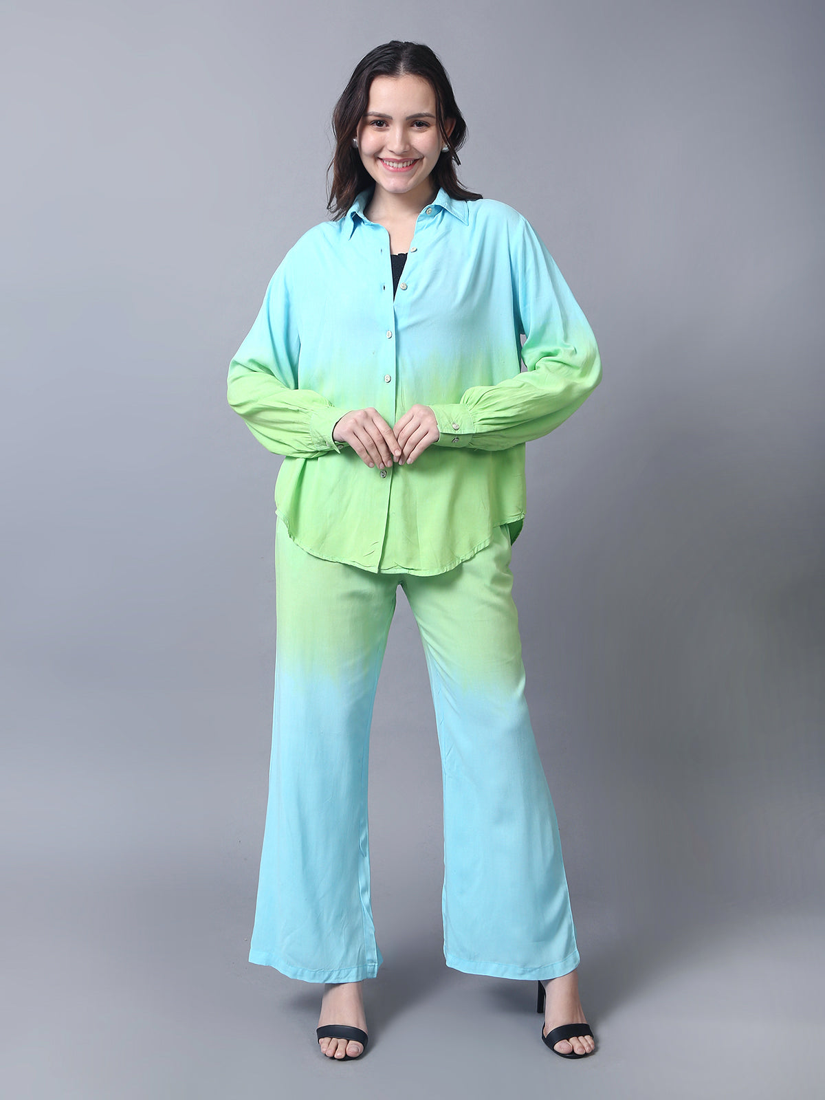 Blue Green Tie dye 3 Piece Co-ord Set
