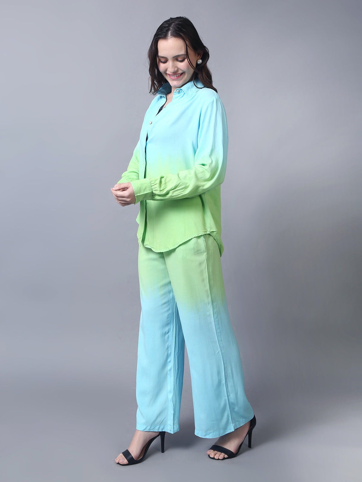 Blue Green Tie dye 3 Piece Co-ord Set