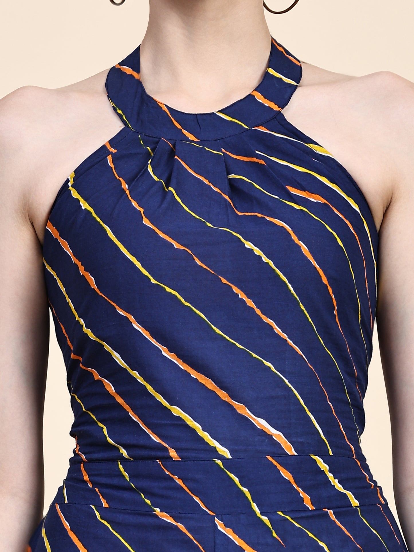 Navy Back Tie Up Jumpsuit