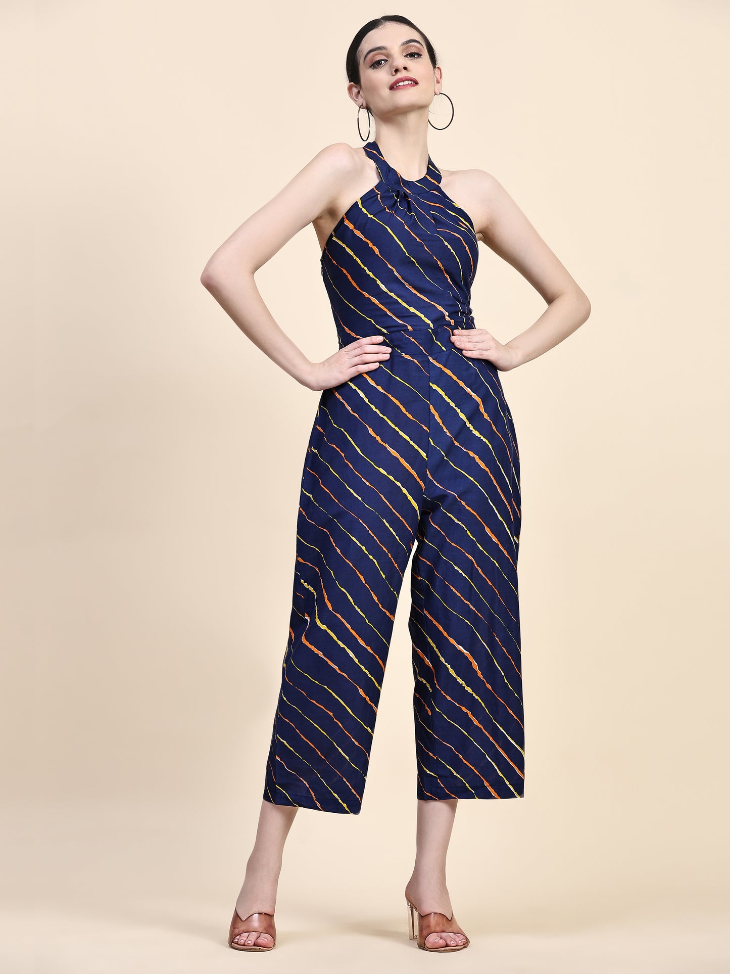 Navy Back Tie Up Jumpsuit