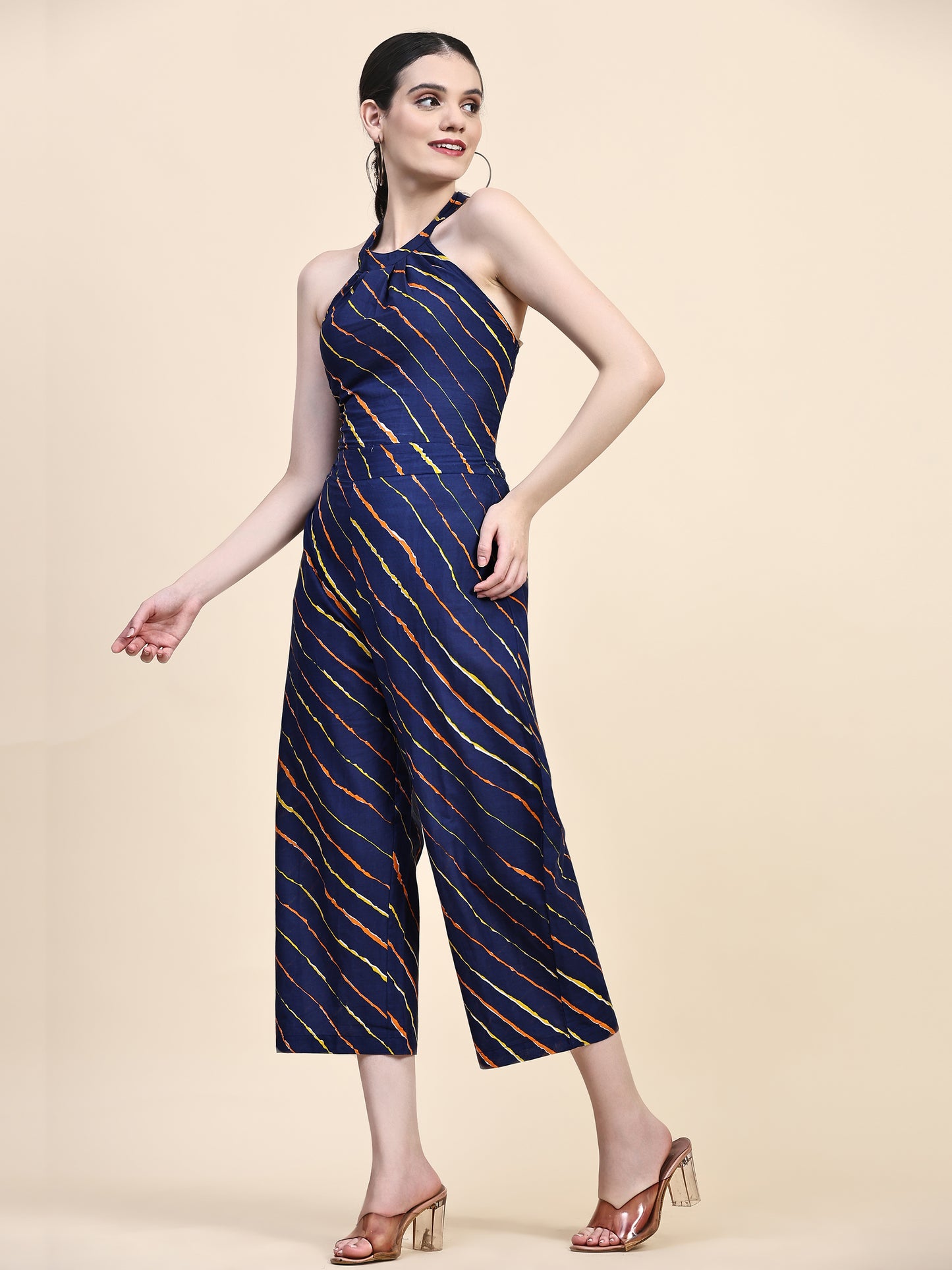 Navy Back Tie Up Jumpsuit