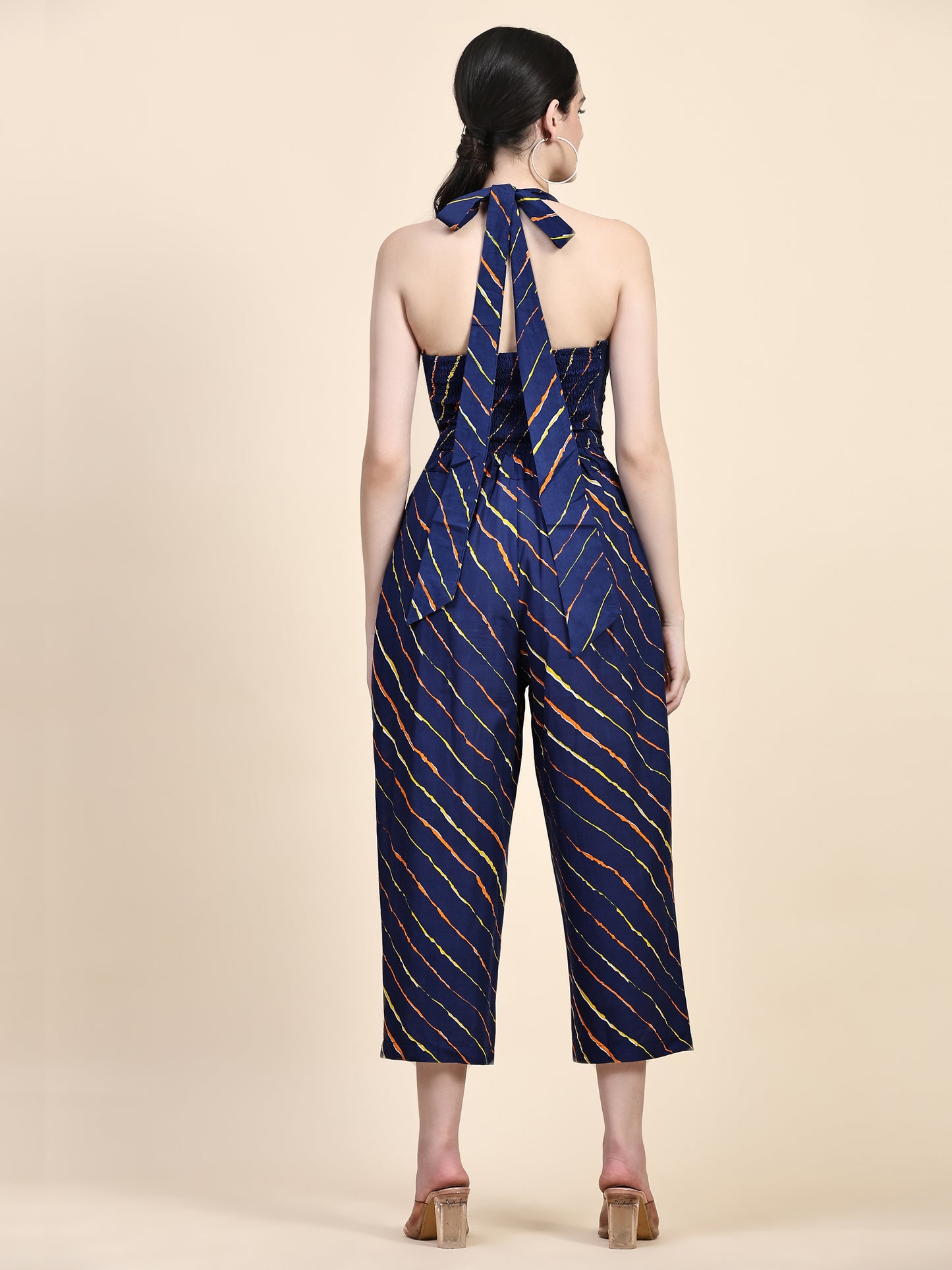 Navy Back Tie Up Jumpsuit